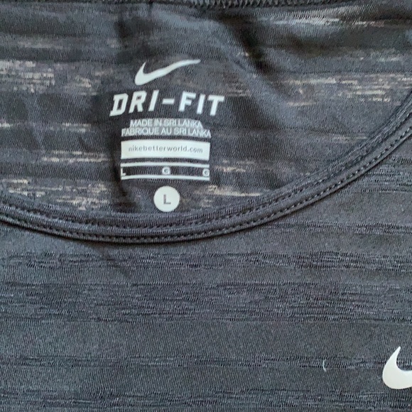 Nike Dri-Fit Sheer Black T-Shirt Top Sz L - Picture 2 of 4